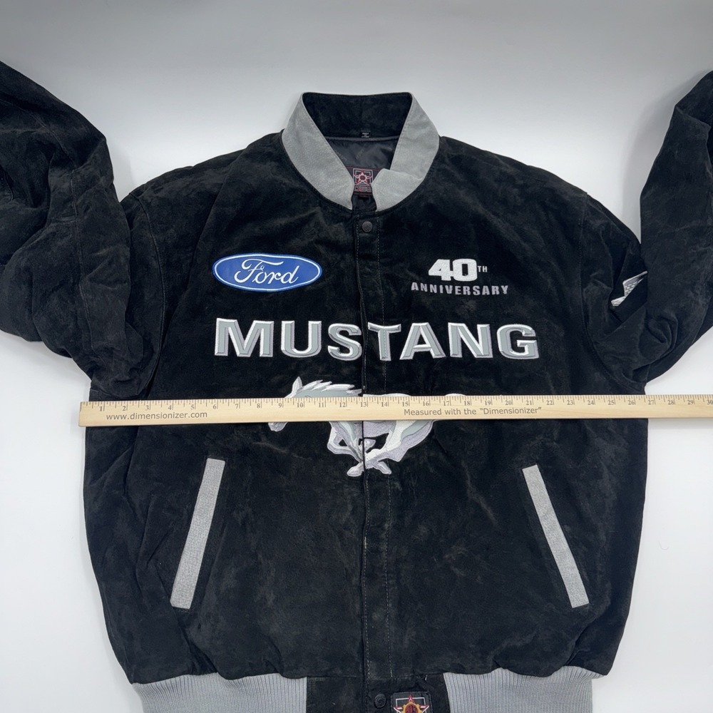 Vintage JH Design Leather Ford Mustang Embroidered Patches Racing Jacket Mens XL - Picture 13 of 14